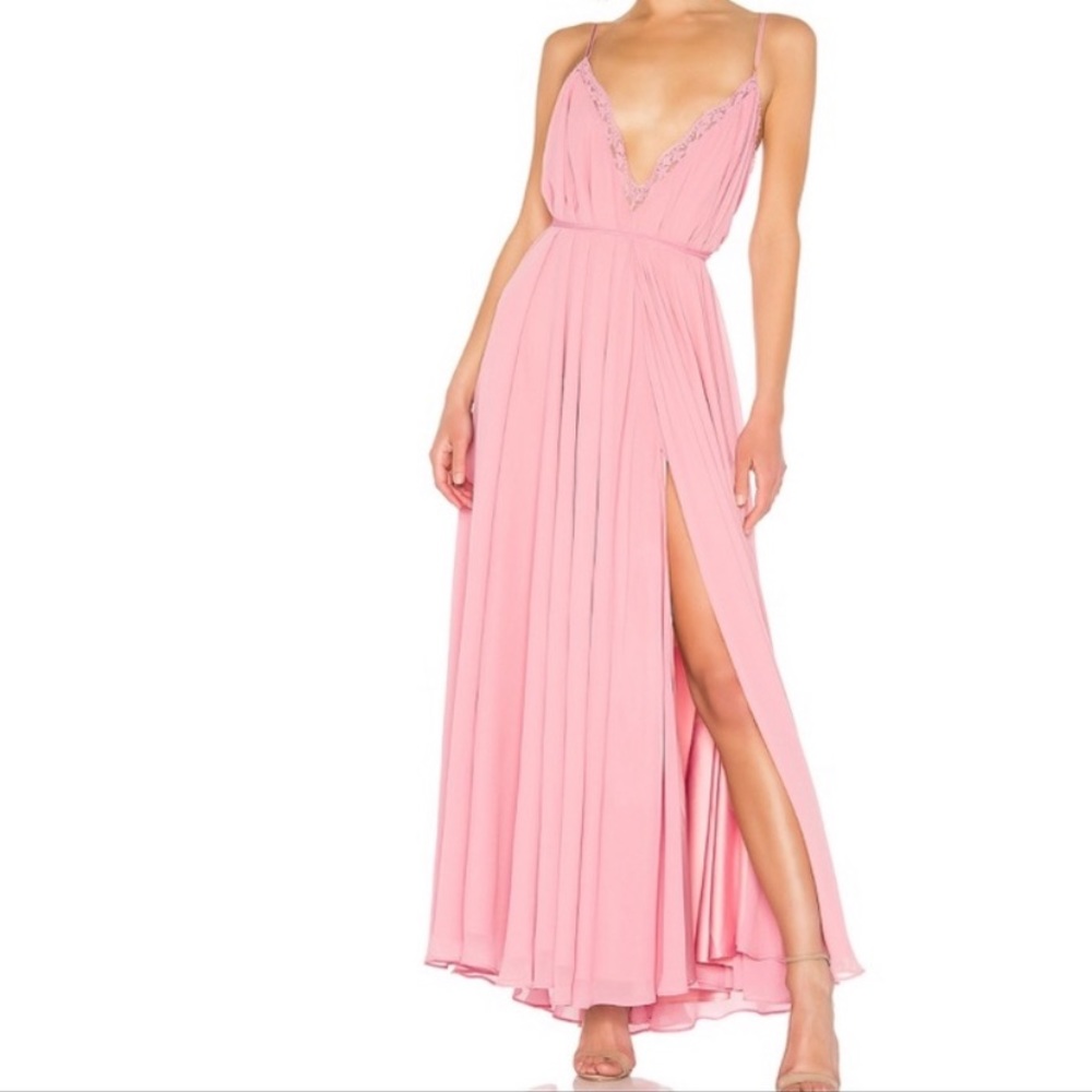 Revolve.  Michael Costello X Revolve pleated gown.  Pink.  Small